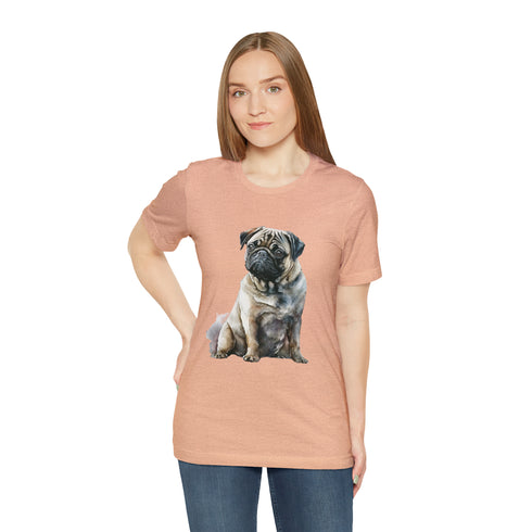 Loving Pug in Watercolor - Short Sleeve Tee